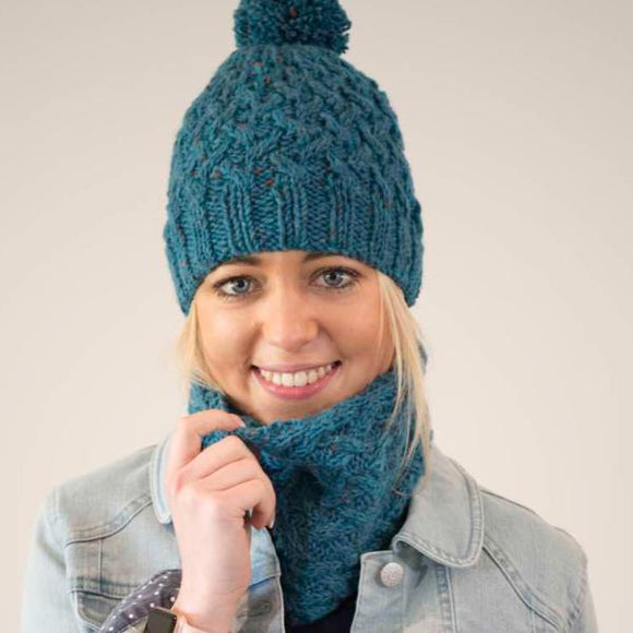 CY044 Kilcarra Tweed Beanie, Cowl & Scarf